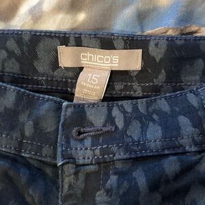 Chico’s black/blue leopard print  slim leg jeans/Trousers